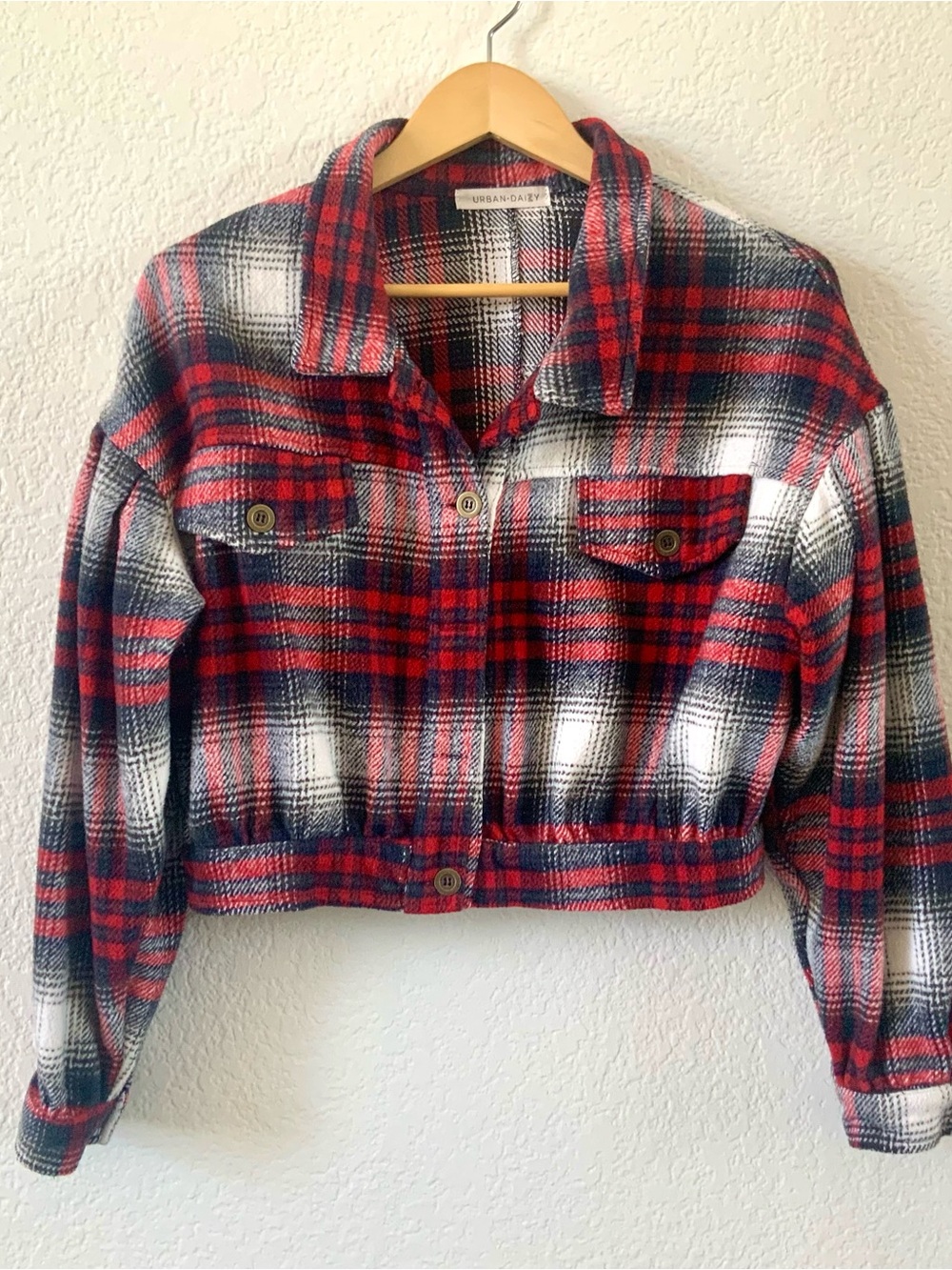 Urban Daizy Women's Plaid Cropped Flannel Jacket - Size S